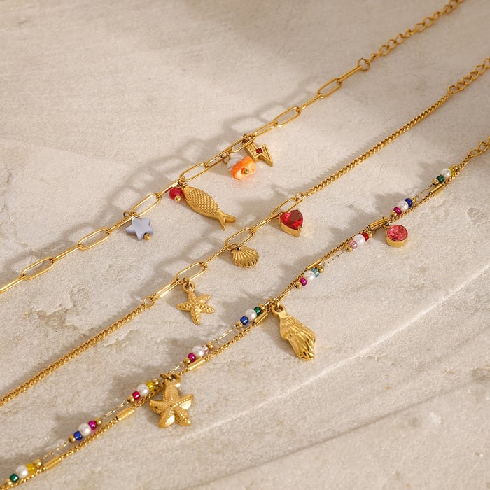 1 piece simple series vacation turtle stainless steel  gold plated natural stone women pendant necklaces